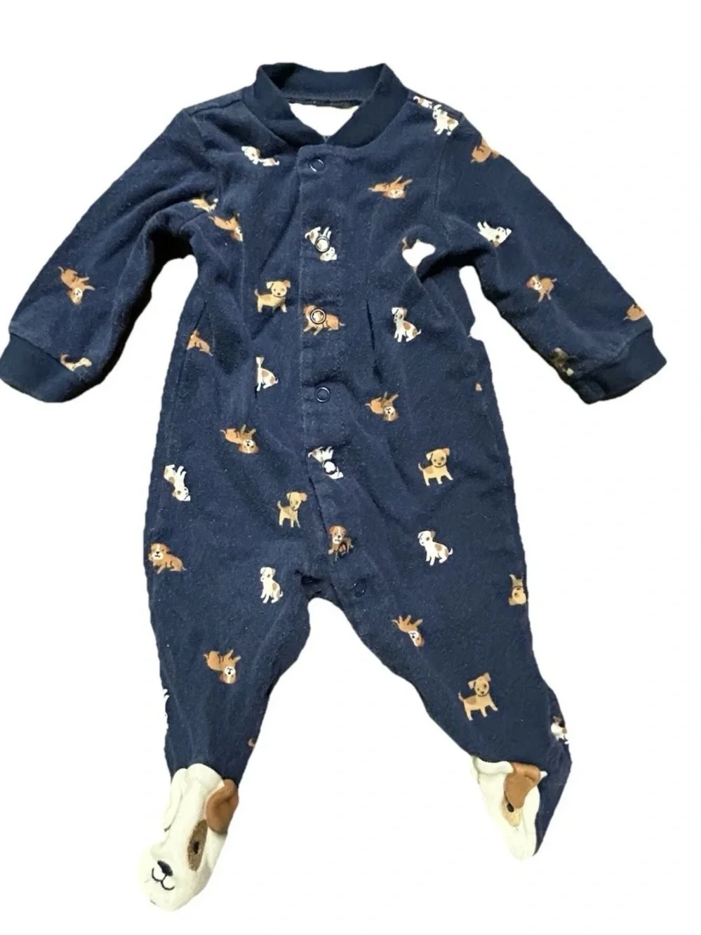 Baby Girl Footie Pajamas Little Sister Clouds Dogs Size 0-3 Months